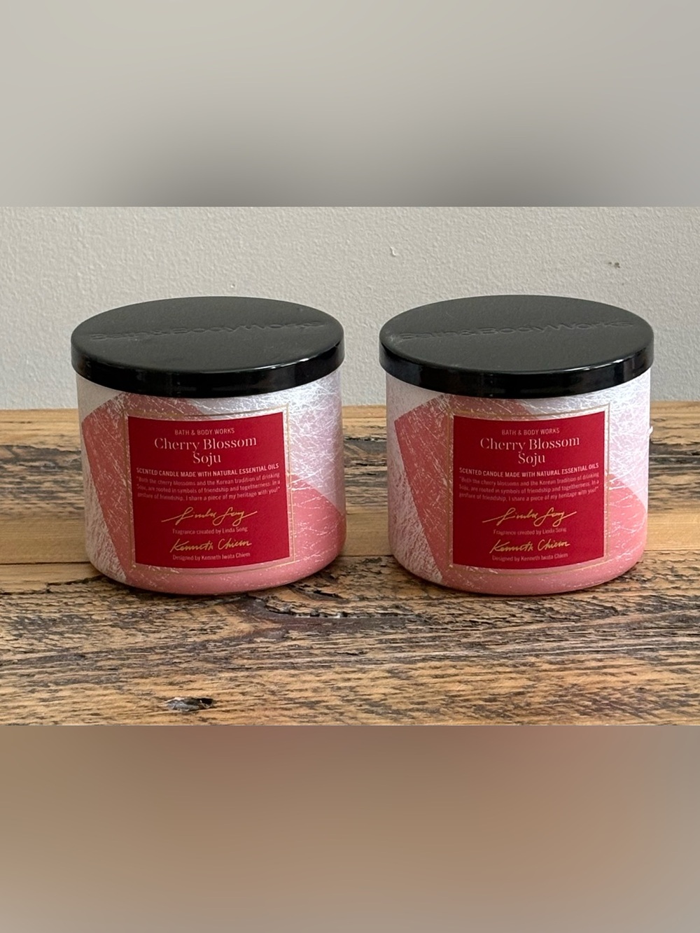 Bath and Body Works Cherry Blossom Soju 3 Wick Candle x 2 NIB